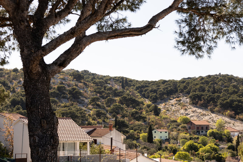 Hillside village above the bay